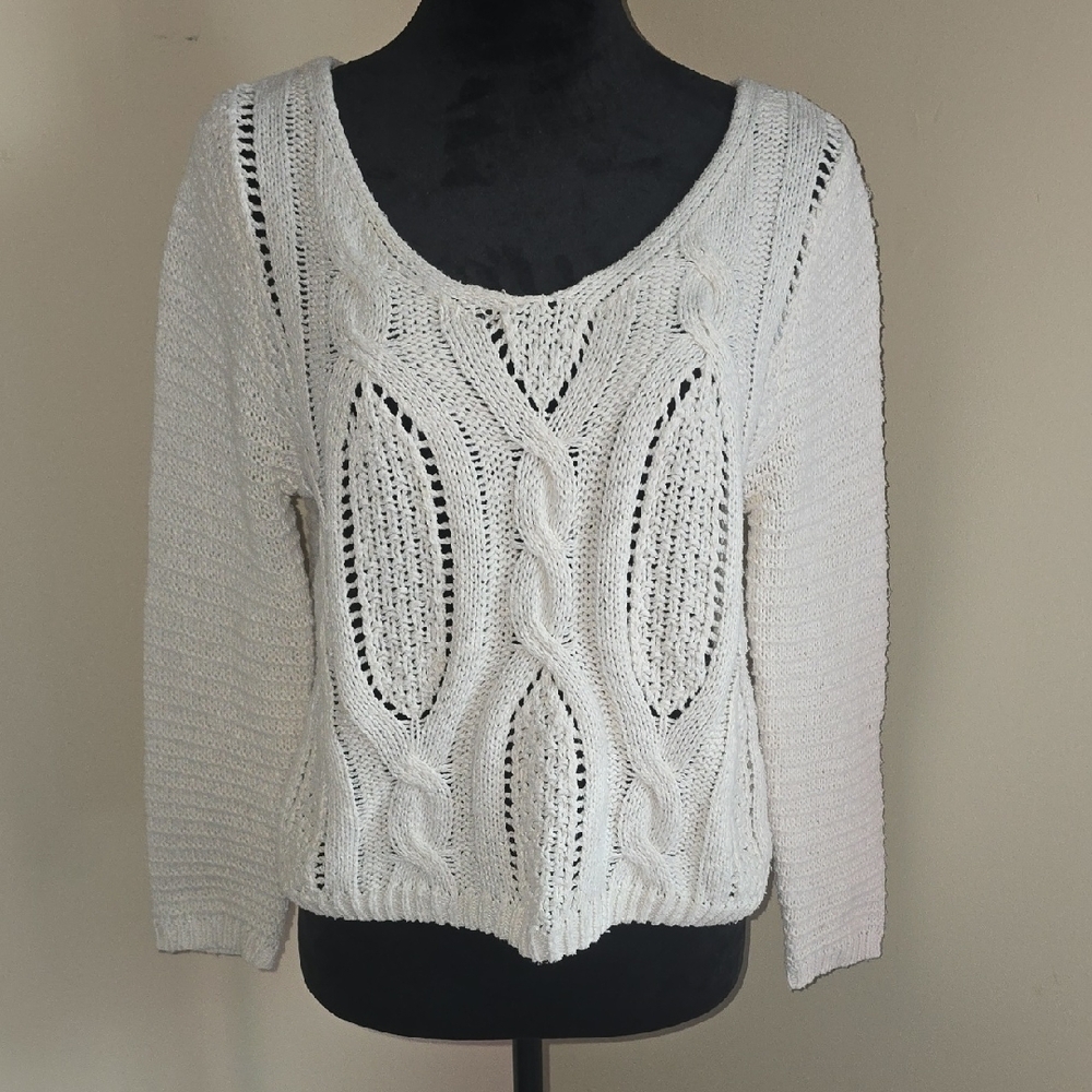Women's Off White Cable Knit Sweater